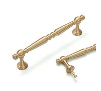 MATOOYA Solid Brass Cabinet Pulls, Brass Drawer Pulls, Kitchen Door Handles, Handles for Cabinets and Drawers (2, 160mm/6.3inch)