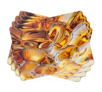 matop Amber Flow Placemats Set of 4 - Golden Abstract Molten Glass Pattern Table Mats - Heat Resistant Wooden Placemats with Cork Back, Luxury Dining Decor, 21.5×29cm / 29×40cm (21.5 * 29cm)