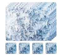 matop Ice Crystal Frost Placemats Set of 4 - Winter Blue Abstract Snowflake Table Mats - Heatproof Waterproof Wooden Placemats with Cork Backing, 21.5×29cm / 29×40cm (21.5 * 29cm+10.5 * 10.5cm)