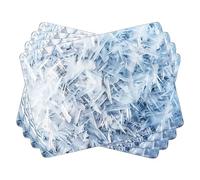 matop Ice Crystal Frost Placemats Set of 4 - Winter Blue Abstract Snowflake Table Mats - Heatproof Waterproof Wooden Placemats with Cork Backing, 21.5×29cm / 29×40cm (21.5 * 29cm)