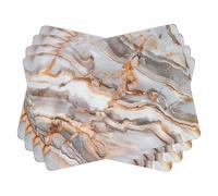 matop Natural Marble Placemats Set of 4 - Elegant Stone-Effect Table Mats with Grey, Gold & White Tones - Heat Resistant Wooden Placemats with Cork Back, 21.5×29cm / 29×40cm (29 * 40cm)