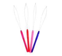 Matory 4 Pieces Hair Extension Loop Needle Threader Micro Ring Hair Extensions Pulling Loop Tool Feather Hook Tool