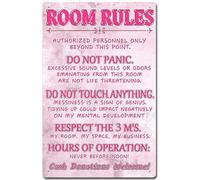 MATou Pink Room Decor For Teen Girls Room Rules Sign Bedroom Door Decor Cute Stuff Fun Room Signs For Teen Girl Aesthetic Cool Preppy Things Decorations Tin Sign Metal Signs Wall Decor 8 * 12 in