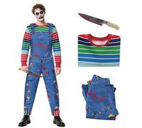 Matreeglam Chucky Costume Boys Adult Halloween Fancy Dress, Kids Scary Nightmare Killer Doll Movie Character Costume Jumpsuit, Chucky Doll Cosplay Outfit Set (Adult, L)