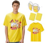 Matreeglam Traditional Shirt Men's Leather Trousers Shirt Beer Festival Glasses Suitable for Oktoberfest T-Shirt (Style 1, 2XL)