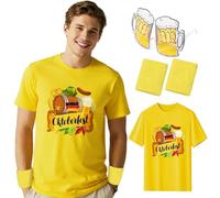 Matreeglam Traditional Shirt Men's Leather Trousers Shirt Beer Festival Glasses Suitable for Oktoberfest T-Shirt (Style2, M)