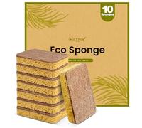 MATRIX 10 Pack Eco Sponge Washing up Compostable Kitchen Dish Sponge with Heavy Duty Scouring Pad - Cellulose 100% Biodegradable Washing Up Scrubber Sponges for Dishes Cleaning