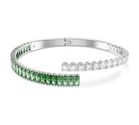 Matrix bangle, Mixed cuts, Green, Rhodium plated