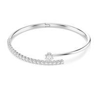 Matrix bangle, Round cut, White, Rhodium plated