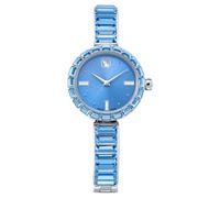 Matrix bangle watch, Swiss Made, Crystal bracelet, Blue, Stainless steel