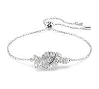 Matrix bracelet, Baguette cut, Knot, White, Rhodium plated