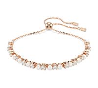 Matrix bracelet, Crystal pearl, Round cuts, White, Rose gold-tone plated