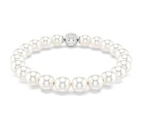 Matrix bracelet, Crystal pearl, White, Rhodium plated