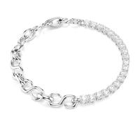 Matrix bracelet, Round cut, White, Rhodium plated