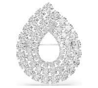Matrix brooch, Round cut, White, Rhodium plated
