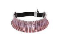 Matrix choker, Baguette cut, Pink, Rhodium plated
