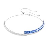 Matrix choker, Mixed cuts, Blue, Rhodium plated