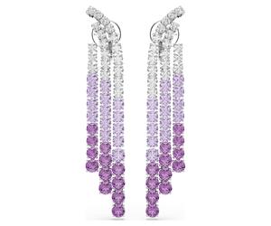 Matrix clip earrings, Colour gradient, Round cuts, Purple, Rhodium plated