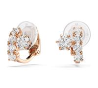 Matrix clip earrings, Round cut, White, 18K rose gold finish