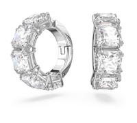 Swarovski Matrix clip earrings, Square cut, White, Rhodium plated