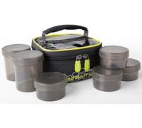 Matrix Commercial Fishing Mini Bait Bag inc. 6x plastic pots in two sizes (large & small) for Hook Baits Hard Pellets Boilies