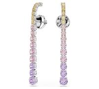 Matrix drop earrings, Gradient of round cuts, Multicoloured, Rhodium plated