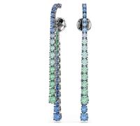 Matrix drop earrings, Gradient of round cuts, Multicoloured, Ruthenium plated