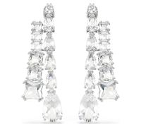 Swarovski Matrix drop earrings, Mixed cuts, White, Rhodium plated