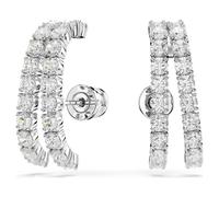 Matrix ear cuffs, Round cut, White, Rhodium plated