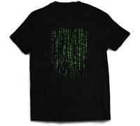 Matrix Fan Inspired Code Unisex T-Shirt - Green Rain Movie Cinema Gift Present Twin Needle Collar 100% Combed Ringspun Cotton High Stitch Density Extreme Comfort (Black, 4XL)