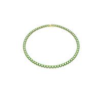 Swarovski Matrix Tennis necklace, Round cut, Green, Gold-tone plated