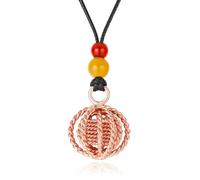 Matrix Harmonizer Tenor Rings Copper Pendant, Sacred Geometry Copper Energy Sphere Necklace with Gold Plating, Red Agate & Yellow Jasper - Torus Field Jewelry for Balance, Focus, Vitality & Meditation