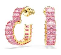 Swarovski Jewellery Swarovski Matrix Baguette Cut Pink Small Heart Gold Tone Hoop Earrings 1.9 x 0.5cm