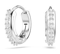 Swarovski Matrix hoop earrings, Round cut, White, Rhodium plated