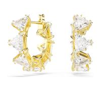 Matrix hoop earrings, Triangle cut, Triangle, Mini, White, Gold-tone plated