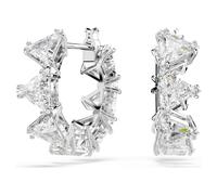 Swarovski Small Hoop Earrings, White Triangle Cut Crystal Earrings in a Rhodium Plated Setting, from the Ortyx Collection