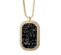 Matrix Mathematical Formulas Science Calculus Necklace Pendant Diamond Crystal Golden Jewelry