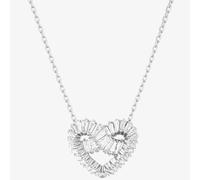 Matrix pendant, Mixed cuts, Heart, White, Rhodium plated