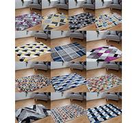 Matrix Modern Soft Touch Thick Pile Small To Large Lounge Floor Area Rug Non-Shed For Living Room, Bedroom And Hall l Ideal for Kids Room, Indoor And Outdoor Carpet Mat (Black/Grey/60x110)