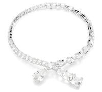 Matrix necklace, Mixed cuts, White, Rhodium plated