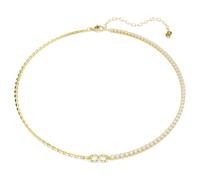 Matrix necklace, Round cut, White, 18K gold finish