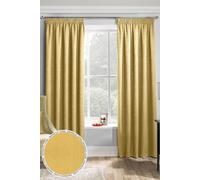 'Matrix' Ochre - Tape Top Thermal Noise Reducing Dim Out Curtains - Pair Enhanced Living Yellow 168cm width x 137cm drop