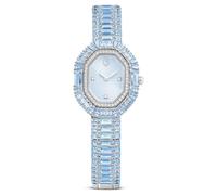 Swarovski Matrix octagon Watch, Baguette cut, Metal bracelet, Blue, Stainless steel