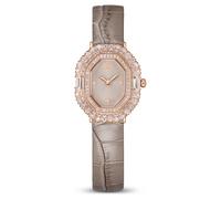 Matrix octagon watch, Leather strap, Beige, Rose gold-tone finish