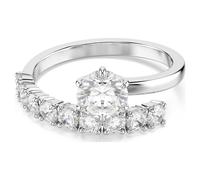 Matrix open ring, Round cut, White, Rhodium plated