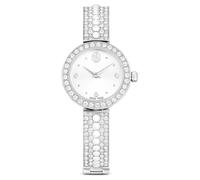 Matrix pearl bangle watch, Swiss Made, Crystal bracelet, White, Stainless steel