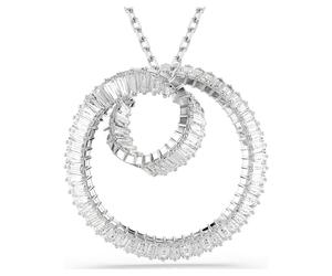 Matrix pendant, Baguette cut, White, Rhodium plated