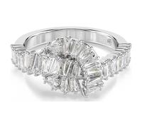 Matrix ring, Baguette cut, Knot, White, Rhodium plated