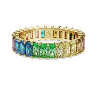 Swarovski Matrix ring, Baguette cut, Multicoloured, Gold-tone plated