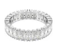 Matrix ring, Baguette cut, White, Silver-tone finish